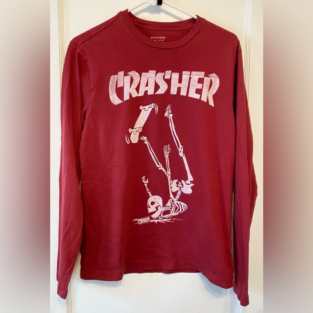 Vintage Skateboarding Thrasher Magazine Parody Crasher Skater Skeleton T-Shirt S